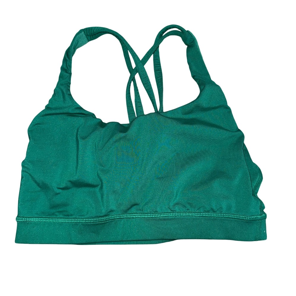 lululemon Energy Bra Womens 4 Emerald Green Excellent Strappy Back LW2ECSS
